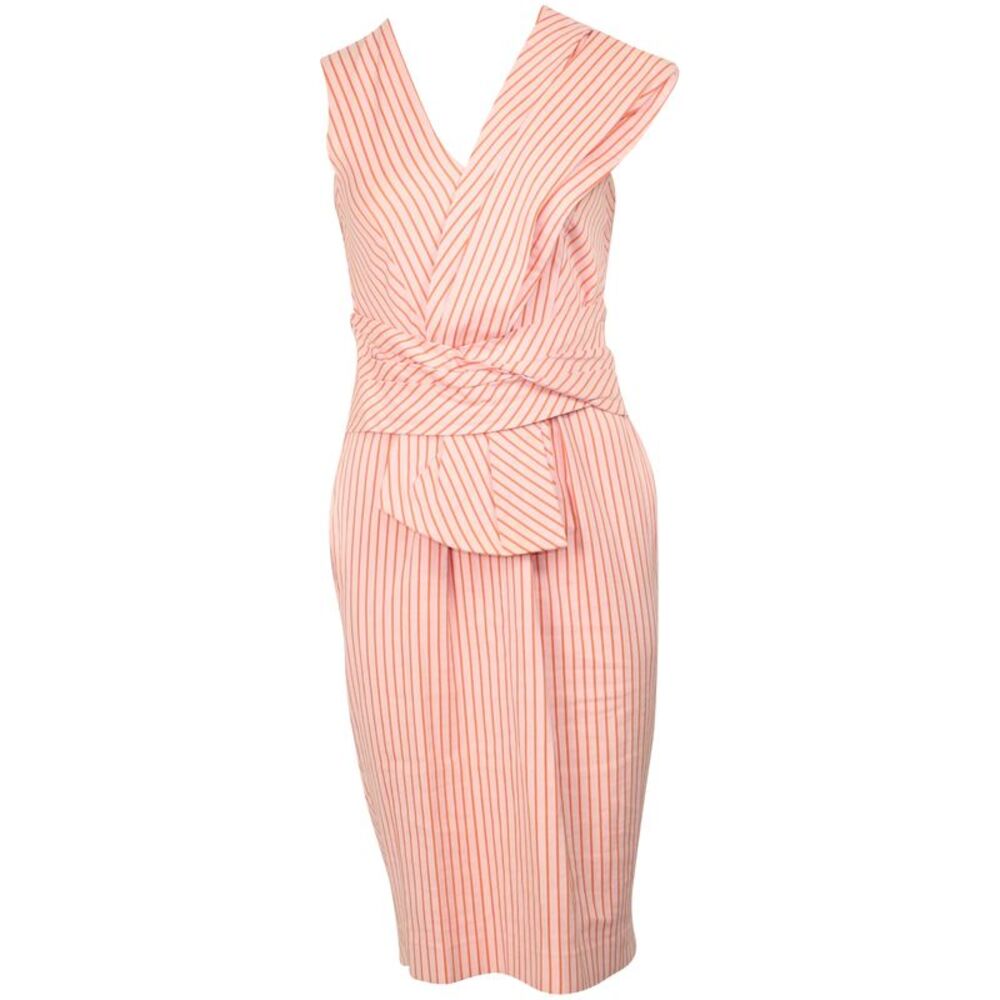 Sportmax Stripe Print Dress in Orange Cotton